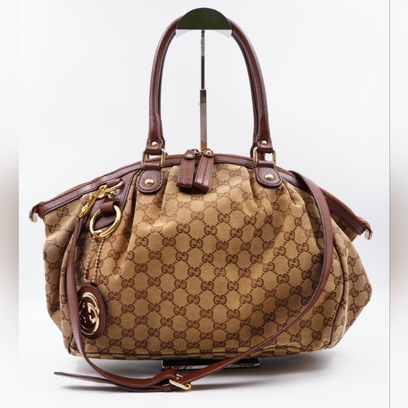 AT28❤️Gucci GG Monogram Canvas Sukey 2 Way - Picture 1 of 15